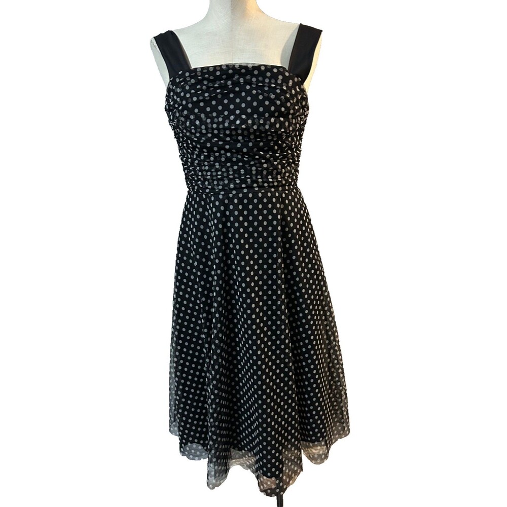 Jessica Howard Women’s Vintage Polka Dot Mesh Cocktail Formal Dress size 12